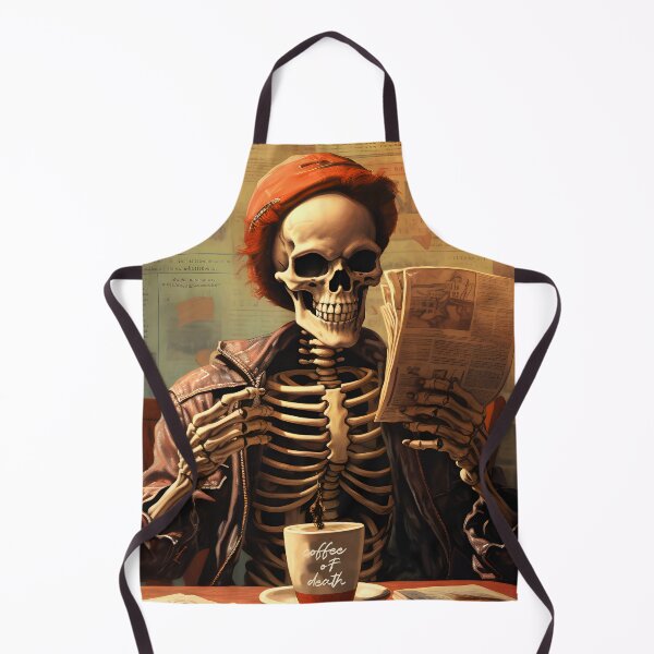 Item preview, Skeleton Morning Coffee Ritual Art designed and sold by inkArtistryfine.