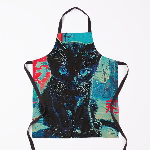 Item preview, Urban Neon Black Kitten Art designed and sold by inkArtistryfine.