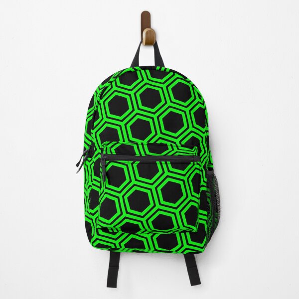 Item preview, Pattern hexagonal green on black background designed and sold by lachataigne.