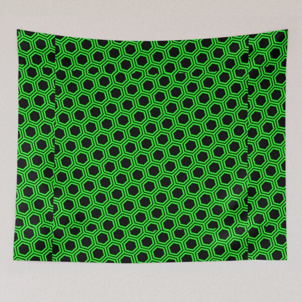 Item preview, Pattern hexagonal green on black background designed and sold by lachataigne.