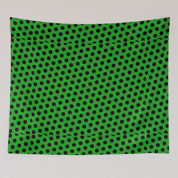 Item preview, Pattern hexagonal green on black background designed and sold by lachataigne.