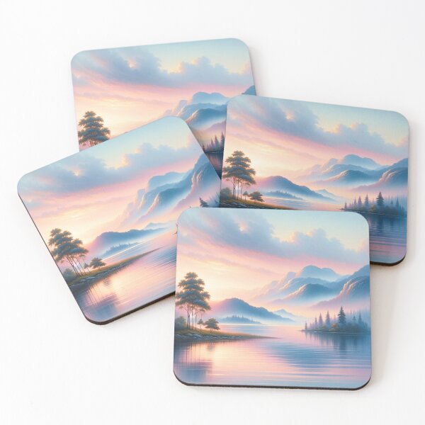 Artikelvorschau, Sonnenaufgang Serenity Lakeside Ruhe im Pastell entworfen und verkauft von BestArtByArvind.