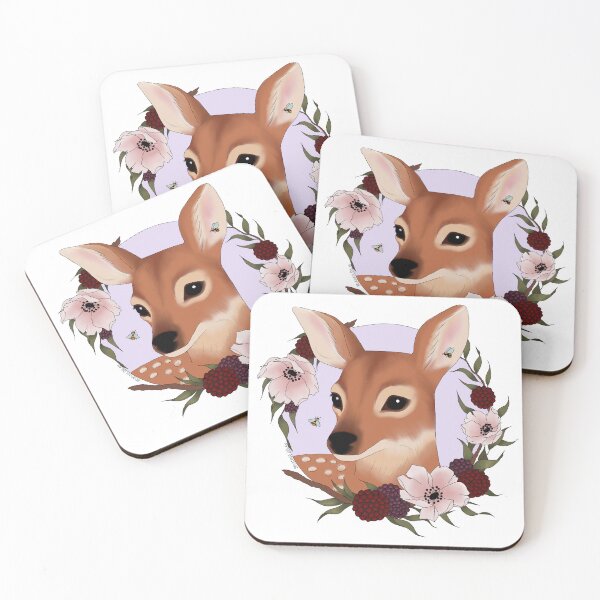 Item preview, Fawn Baby Deer with Flowers and Berries designed and sold by bridolanart.