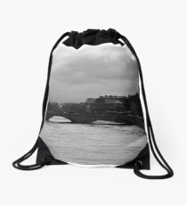 PARIS, SEINE RIVER BLACK AND WHITE Drawstring Bag