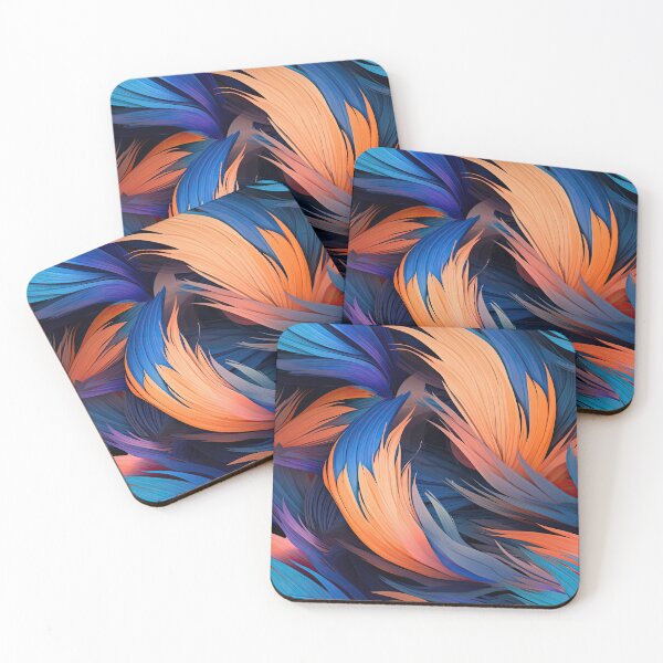 Item preview, Jungle Blue and Orange Pattern Bright Colored Feathers designed and sold by TotallyBlond.