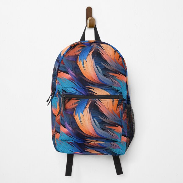 Item preview, Jungle Blue and Orange Pattern Bright Colored Feathers designed and sold by TotallyBlond.