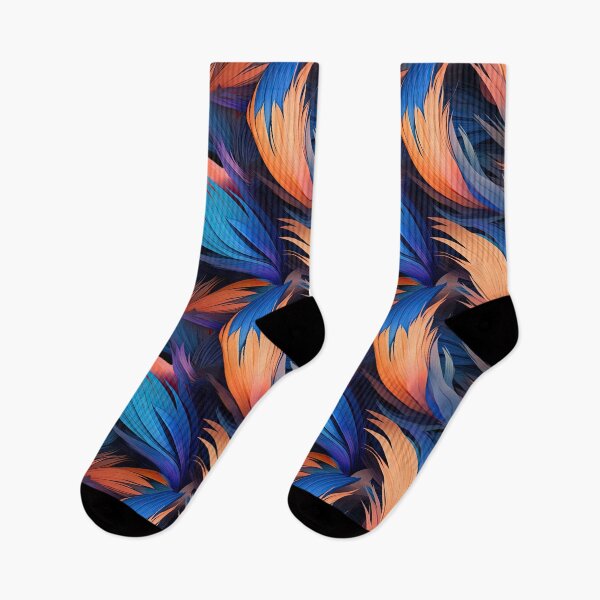 Item preview, Jungle Blue and Orange Pattern Bright Colored Feathers designed and sold by TotallyBlond.