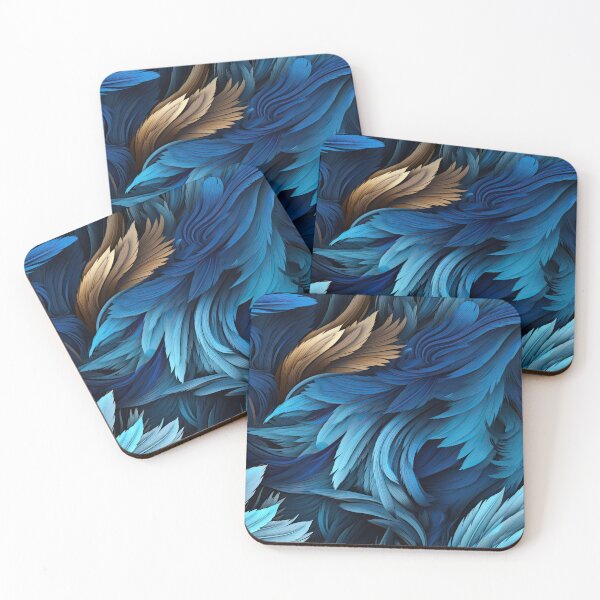 Item preview, Jungle Blue Pattern Bright Colored Feathers designed and sold by TotallyBlond.