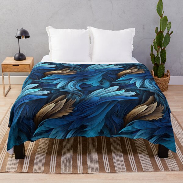 Item preview, Jungle Blue Pattern Bright Colored Feathers designed and sold by TotallyBlond.
