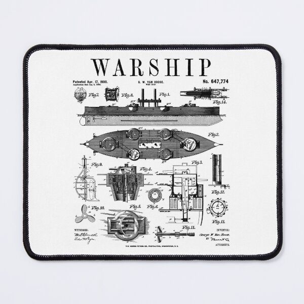 Item preview, Navy Battle Ship Naval Warship Destroyer Vintage Patent designed and sold by GrandeDuc.