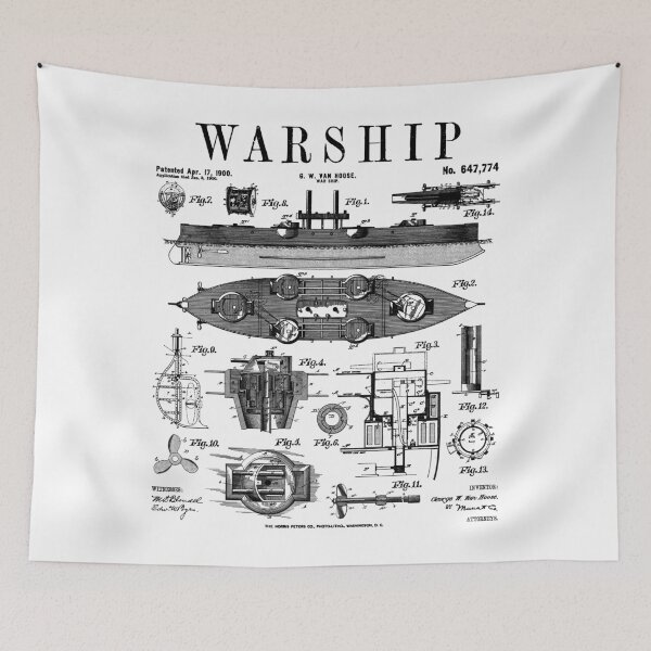 Artikelvorschau, Marine-Schlachtschiff, Kriegsschiff-Zerstörer, Vintage-Patent entworfen und verkauft von GrandeDuc.
