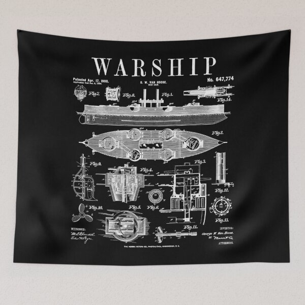 Artikelvorschau, Marine-Schlachtschiff, Kriegsschiff-Zerstörer, Vintage-Patent entworfen und verkauft von GrandeDuc.