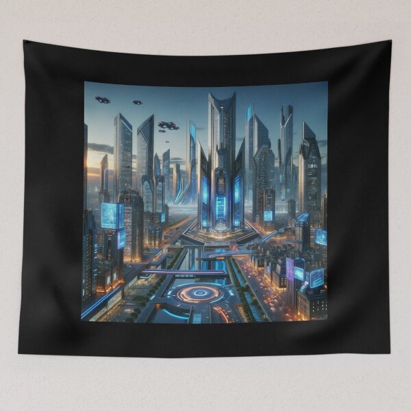 Item preview, Future Metropolis Neon Lights and Advanced Architecture designed and sold by BestArtByArvind.