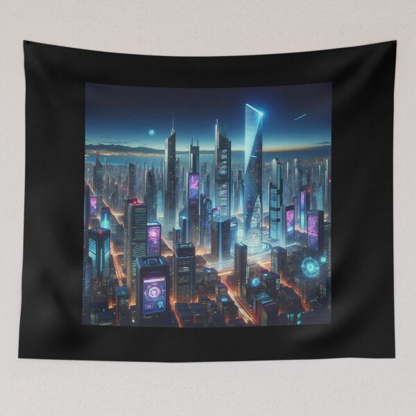Item preview, Neon Metropolis A Vision of Future Skies designed and sold by BestArtByArvind.