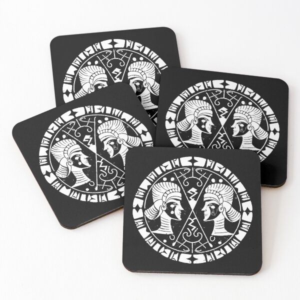 Item preview, The Twins' Tangled Whispers: A Cuneiform Gemini Alternate White Ink Version designed and sold by SorryFrog.