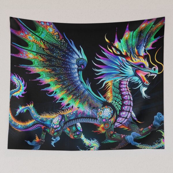 Item preview, Luminous Flight: Bioluminescent Neon Dragon designed and sold by floraldesigns-v.