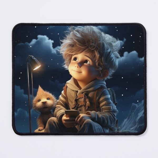 Item preview, Cute goodnight gnome looks into the night sky designed and sold by Bettina Kienitz.