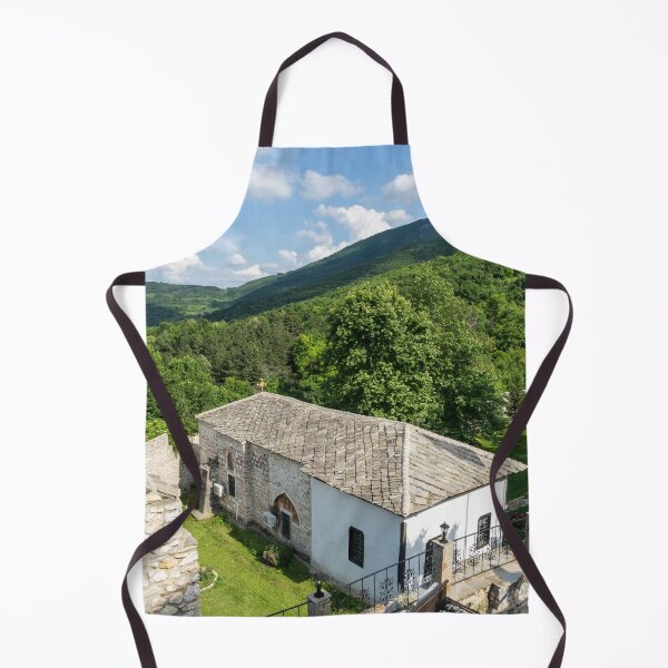 Item preview, Monastery Church Crenelated Walls and Rhodope Mountains Foothills Vista designed and sold by Georgia Mizuleva.