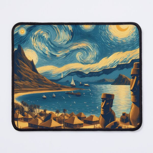Artikelvorschau, Osterinsel, Rapa Nui, Chile, Design im Stil von Vincent van Gogh Sternennacht entworfen und verkauft von CreativeSparkzz.
