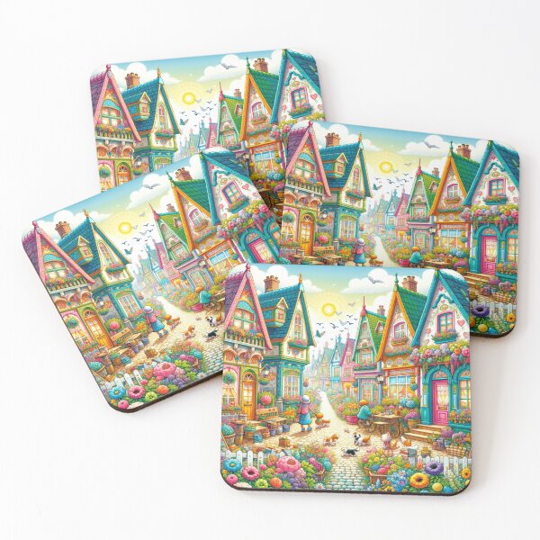 Item preview, Charming Village Life A Whimsical Street Scene Art designed and sold by BestArtByArvind.