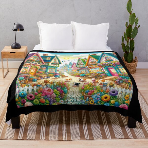 Item preview, Charming Village Life A Whimsical Street Scene Art designed and sold by BestArtByArvind.