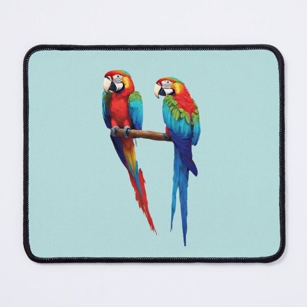 Item preview, Two vibrant parrots perched on a branch designed and sold by NiRia Spot.