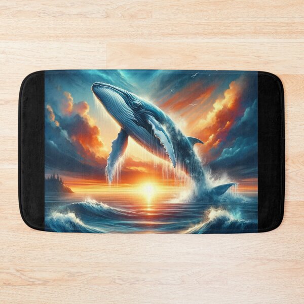 Item preview, Majestic Ocean Leap Whale in Sunset Silhouette designed and sold by BestArtByArvind.