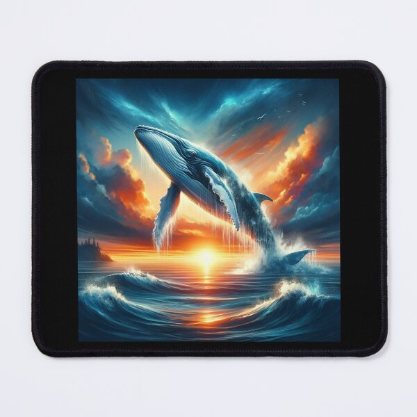 Item preview, Majestic Ocean Leap Whale in Sunset Silhouette designed and sold by BestArtByArvind.