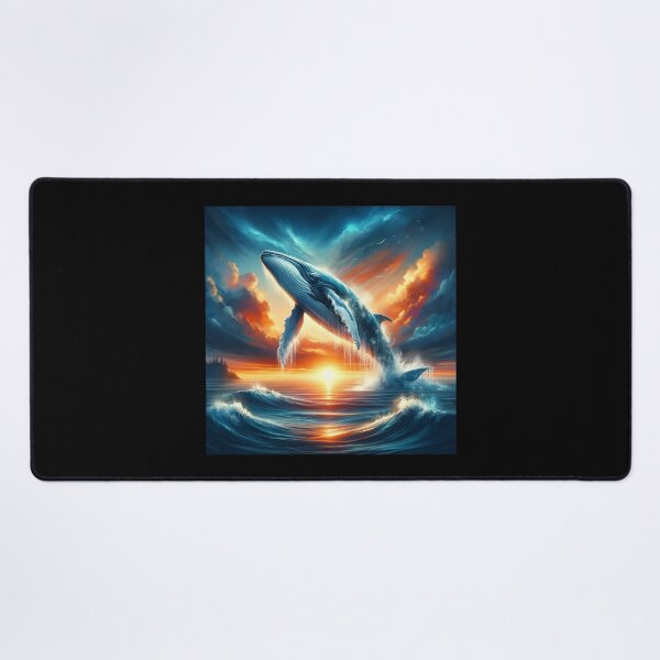 Item preview, Majestic Ocean Leap Whale in Sunset Silhouette designed and sold by BestArtByArvind.