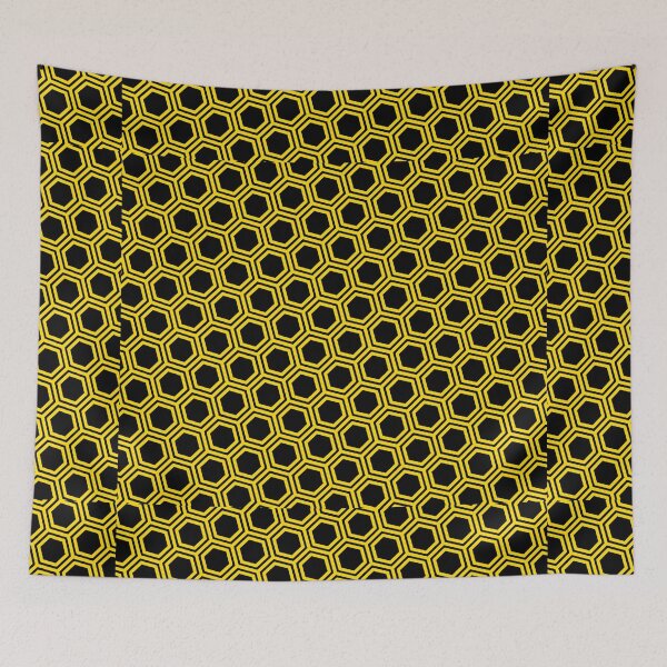 Item preview, Pattern hexagon gold on black background designed and sold by lachataigne.
