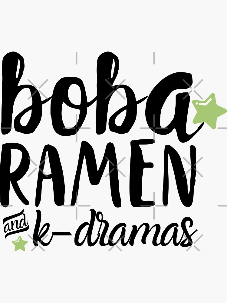 Thumbnail 3 of 3, Sticker, Boba, Ramen, and K-Dramas - Green Stars designed and sold by WhispersInspire.