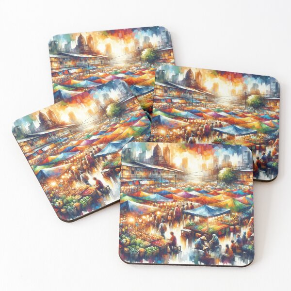 Item preview, Urban Market Vibrancy A Colorful City Scene designed and sold by BestArtByArvind.