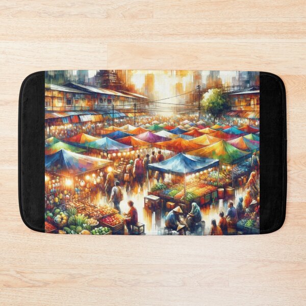 Item preview, Urban Market Vibrancy A Colorful City Scene designed and sold by BestArtByArvind.