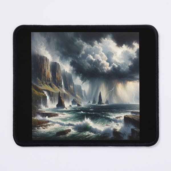 Item preview, Nature's Fury Thunderstorm Over Rugged Coastline designed and sold by BestArtByArvind.