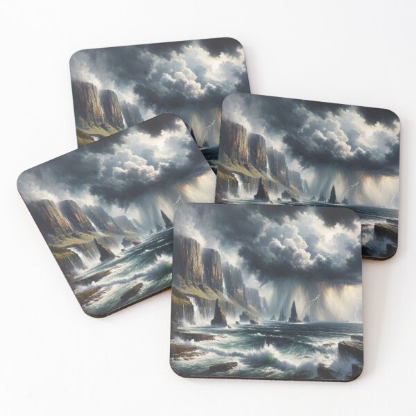 Item preview, Nature's Fury Thunderstorm Over Rugged Coastline designed and sold by BestArtByArvind.