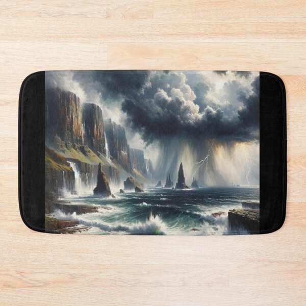 Item preview, Nature's Fury Thunderstorm Over Rugged Coastline designed and sold by BestArtByArvind.