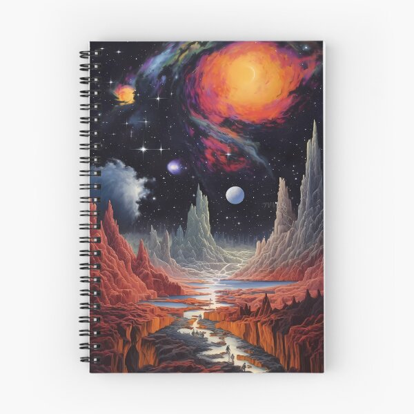 Item preview, Interstellar Artwork: Alien Landscape With River, Cliffs, Stars. designed and sold by GiveMeMood.