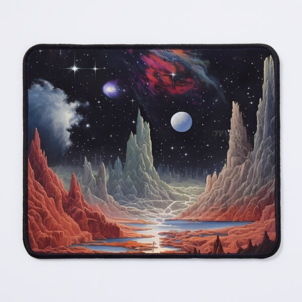 Item preview, Interstellar Artwork: Alien Landscape With River, Cliffs, Stars. designed and sold by GiveMeMood.