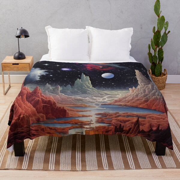 Item preview, Interstellar Artwork: Alien Landscape With River, Cliffs, Stars. designed and sold by GiveMeMood.