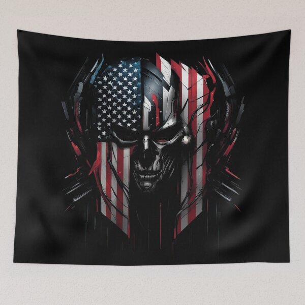 Item preview, American Warrior Skull, Abstract, Flag designed and sold by Burn-Ego.