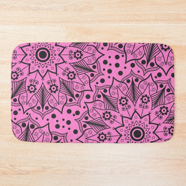 Item preview, Black Mandala Pattern on Pink Cute Bohemian designed and sold by humnoo.