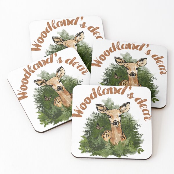 Item preview, Woodland’s dear, Cute roe deer with butterfly and Ferns in the woods, watercolor designed and sold by Drawmecute.