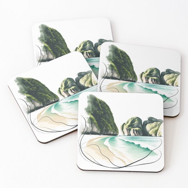 Item preview, Maya Bay Sugar Sand, Phi Phi Islands, Thailand, Line Art designed and sold by ArtfulMiller.