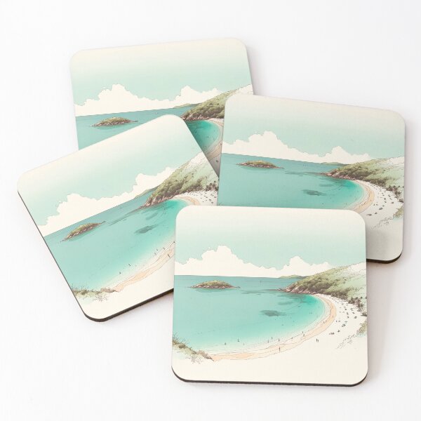 Item preview, Trunk Bay, St. John, U.S. Virgin Island, Single line Watercolor designed and sold by ArtfulMiller.