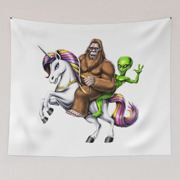 Item preview, Bigfoot Alien Riding Unicorn designed and sold by underheaven.