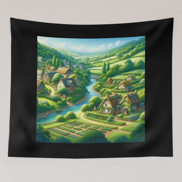 Item preview, Enchanted Village Retreat designed and sold by BestArtByArvind.