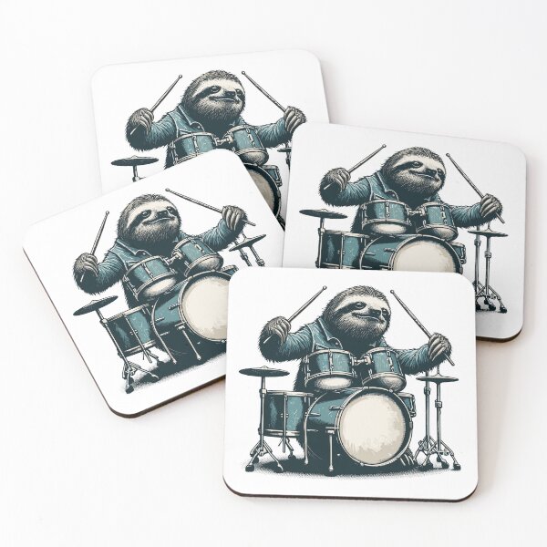 Item preview, Drum set sloth drummer designed and sold by TomFrontierArt.