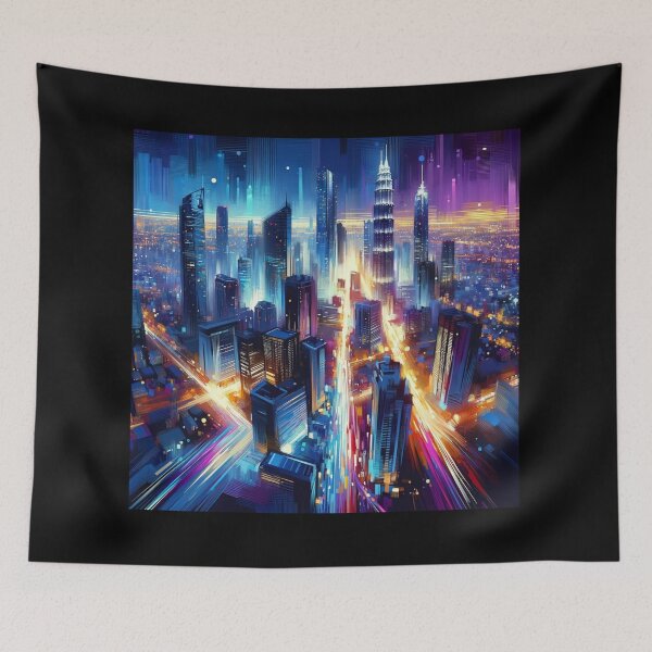 Item preview, Urban Lights Vibrant Nighttime Cityscape designed and sold by BestArtByArvind.