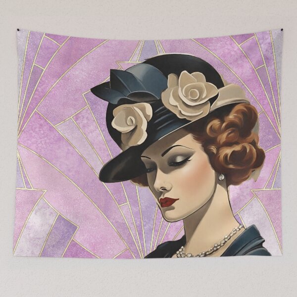 Item preview, Pink Lady Margaret Art Deco Aristocrático retrato de 1920 designed and sold by ArDecoS.