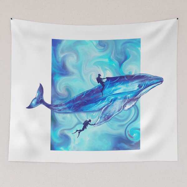Item preview, The blue whale is swimming with divers designed and sold by drawlinershop.